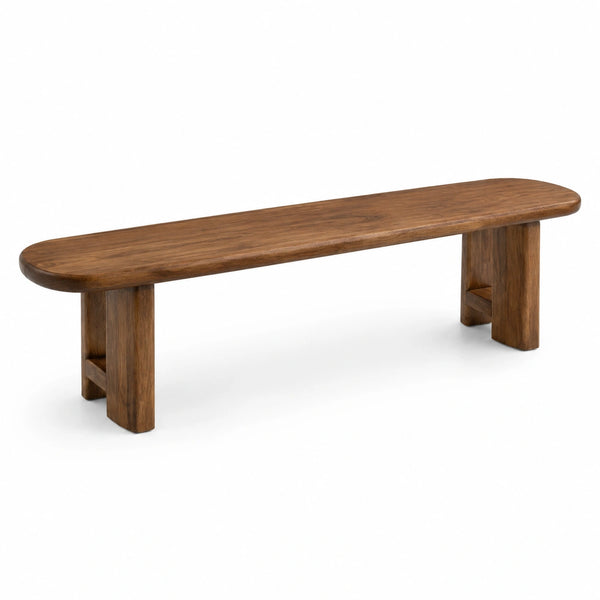Bank aus Akazienholz oval braun 120cm