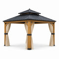 Holzpavillon mit Stahldach Schwarz Beige 300x300x300 cm