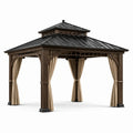 Holz Pavillon Dunkelbraun mit Aluminiumdach 350cm
