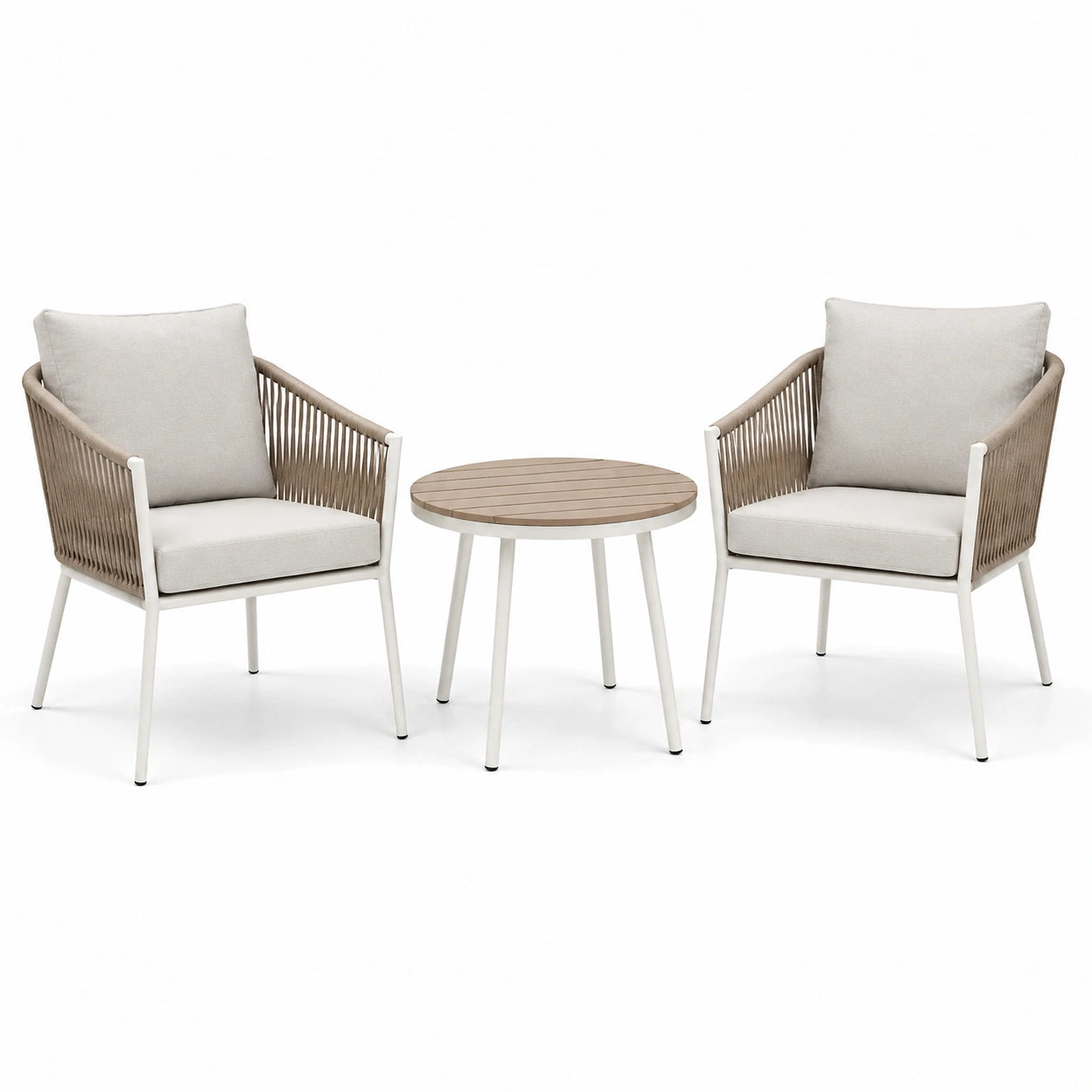 3-teiliges Bistro-Set aus Aluminium mit Polyestergewebe in Hellgrau