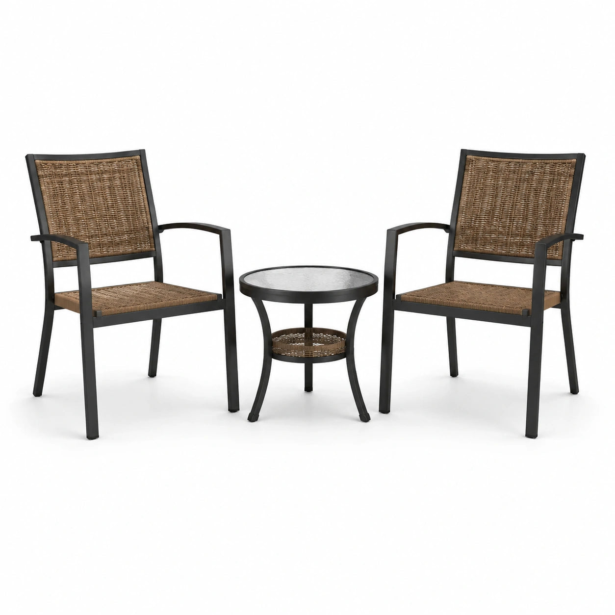 Aluminium Gartenmöbel Set mit Polyethylen Geflecht Braun Schwarz