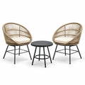 Bistro-Set aus Polyrattan und Stahl Natur Schwarz Beige