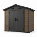 Gartenhaus aus Polypropylen Holzoptik mit Doppeltür Anthrazit/Braun 200x130x210cm