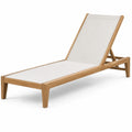 Teakholz Sonnenliege mit Polyestergewebe in Beige