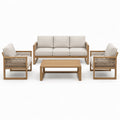 Gartenmöbel Set Akazienholz Beige Polyesterkissen