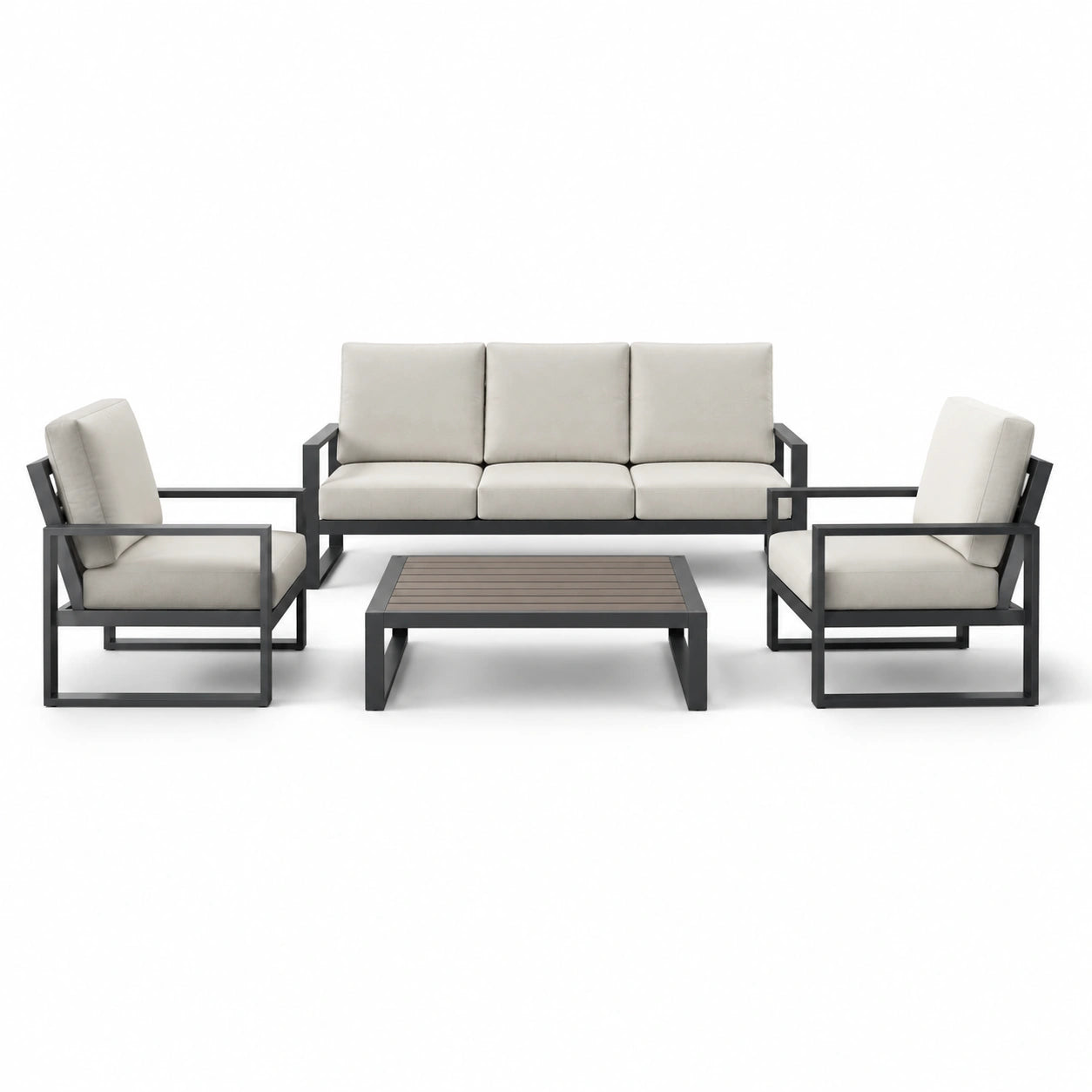 Gartenlounge Set Aluminium Gestell Polyester Polster Beige