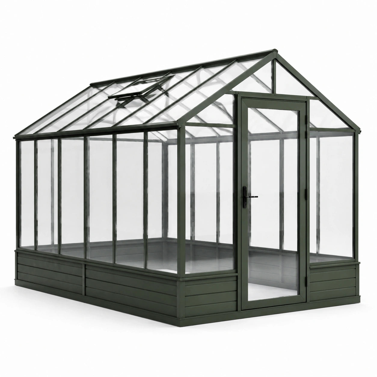 Aluminium-Gewächshaus mit gehärtetem Glas in Dunkelgrün 250x190x195 cm