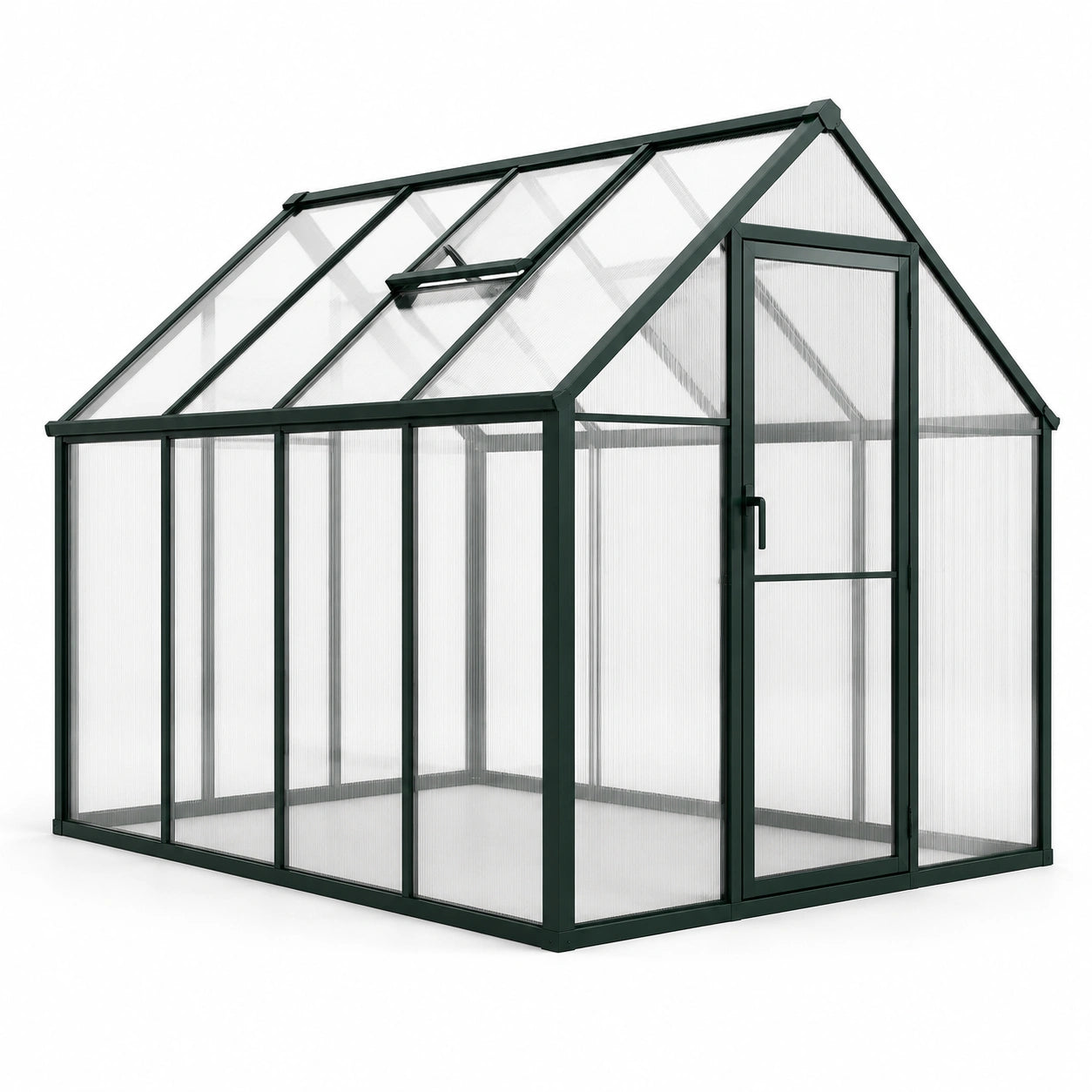 Aluminium Gewächshaus mit Polycarbonatplatten Dunkelgrün 250x185x208 cm