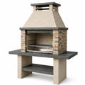 Grillkamin aus Beton und Naturstein Beige und Grau 140x70x210 cm