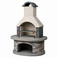 Steingrillkamin aus Beton in Grau und Beige