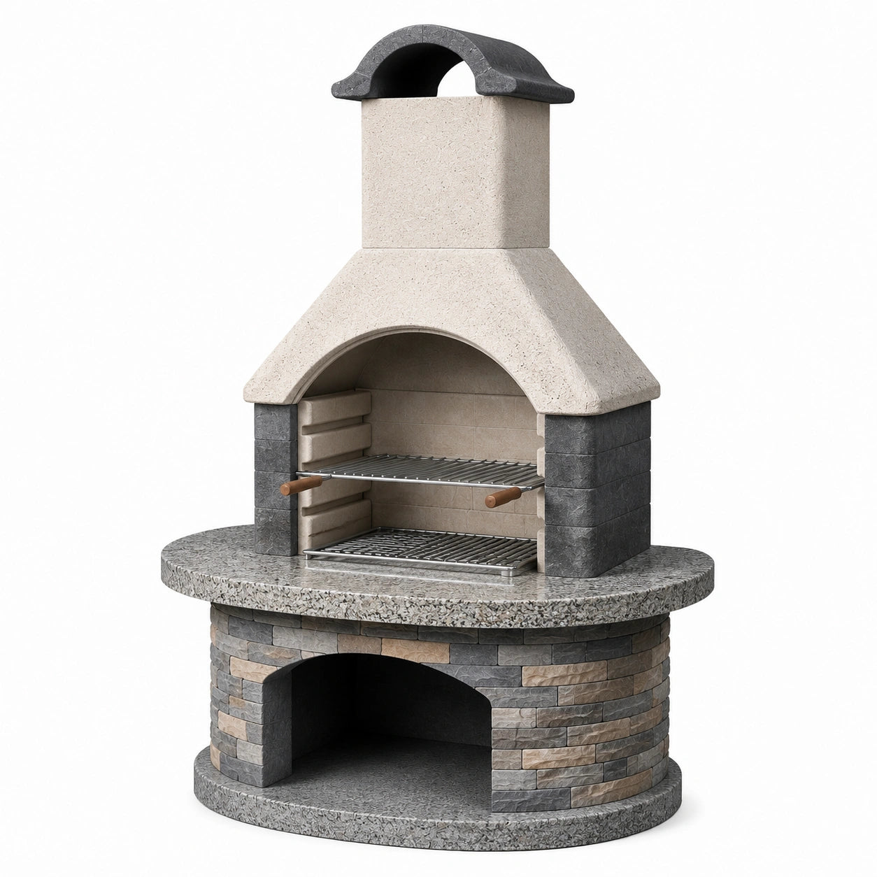 Steingrillkamin aus Beton in Grau und Beige