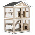 Katzenhaus aus Holz mit Drahtgitter Beige 120x60x120 cm
